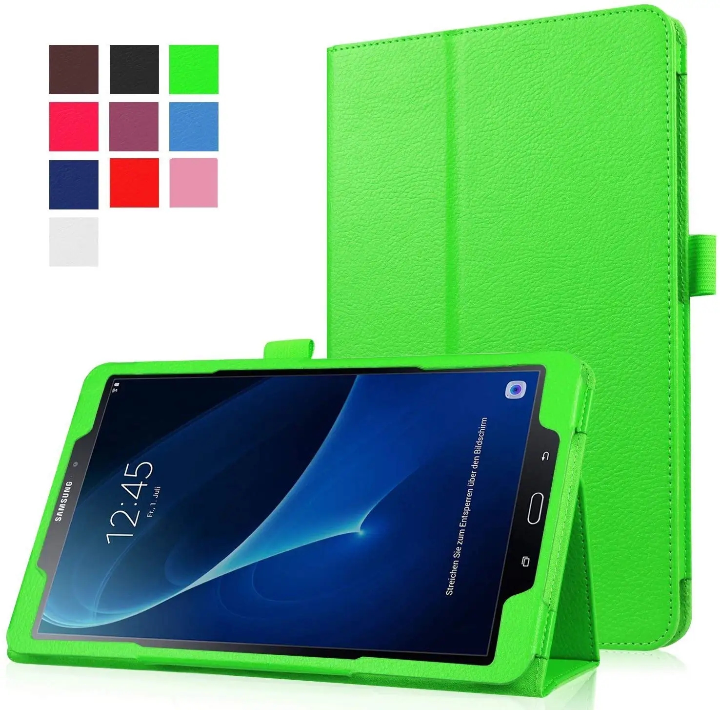 Ультратонкий Магнитный чехол для samsung Galaxy Tab A 10,1, умный чехол из искусственной кожи, чехол с функцией автоматического сна/пробуждения T580 T585, SM-T580 чехол s - Цвет: Зеленый