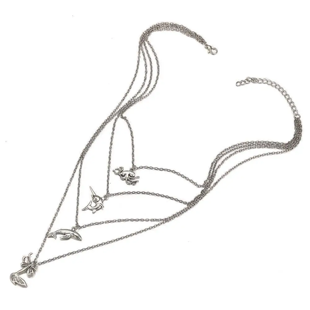 Creative Dolphin Mermaid Pendant Unisex Retro Multi-layer Necklace Sweater Chain Decoration Accessories | Украшения и аксессуары