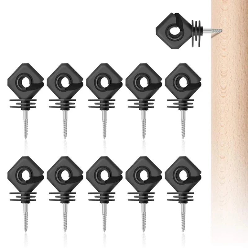 

50Pcs Electric Fence Insulator,Screw-in Insulator Fence Ring for Wood Post,Black