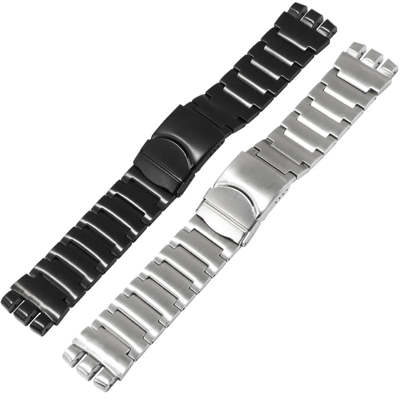 Solid Stainless Steel Watchband Replacement for Swatch Concave Convex Interface Large Steel Strap 23mm Men's Watch Accessories
