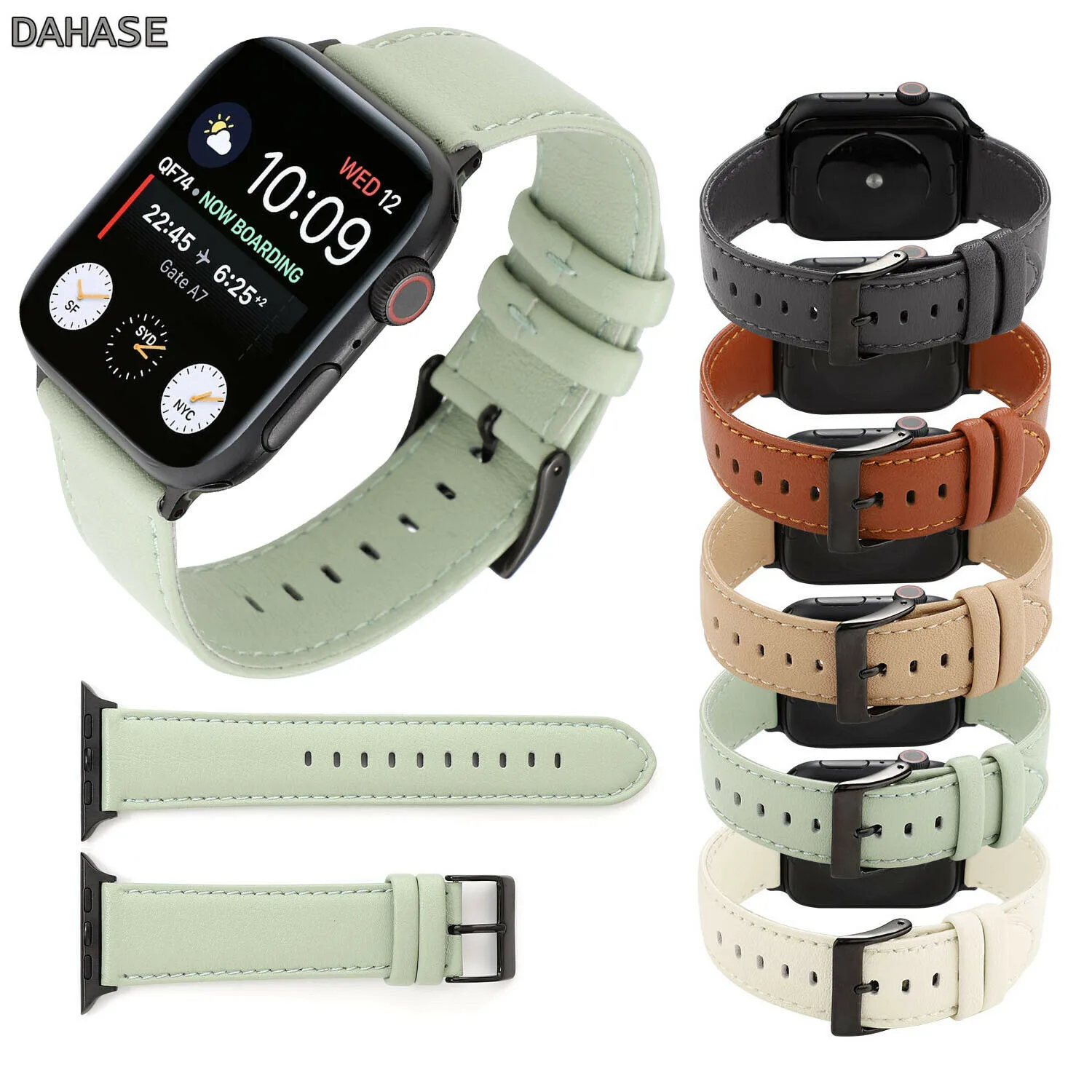 Ремешок из натуральной воловьей кожи для Apple Watch Series 1 2 3 4 5 черный браслет с