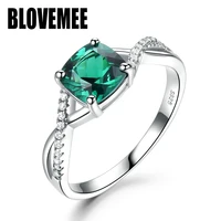blovemee emerald gemstone rings for women solid 925 sterling silver ring silver wedding engagement band romantic fine jewelry gi