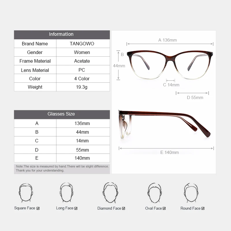 TANGOWO ацетатные очки оправа стильные женские оптические оправы сексуальные