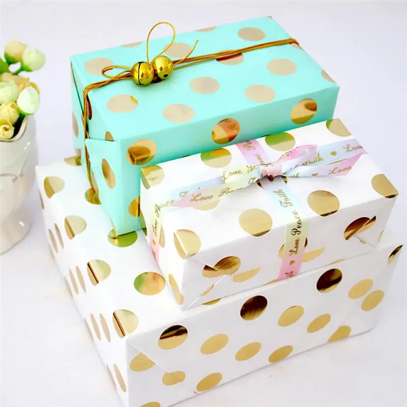 5 шт. бронзового цвета подарочная упаковка Бумага в Золотой горошек ремесла