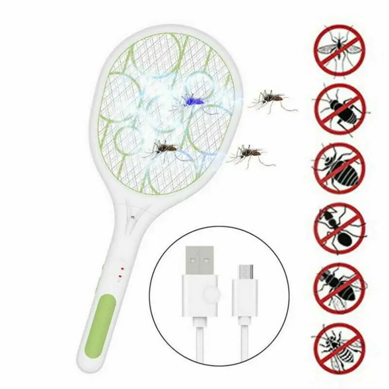 

2021 New Mosquito Swatter Killer Led Light Tennis Bat Hand-Held Racket Rechargeable Electric Fly Insect Racket Zapper Killer