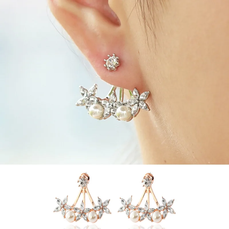Женские серьги модные с жемчугом и цветами аксессуары для вечеринок
