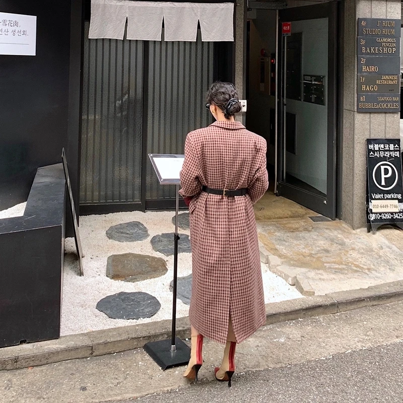 Новый осенне зимний кашемировый Тренч женская повседневная куртка в красно