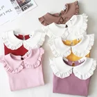 Рубашка для девочек, белая, демисезонная, с кружевными лацканами