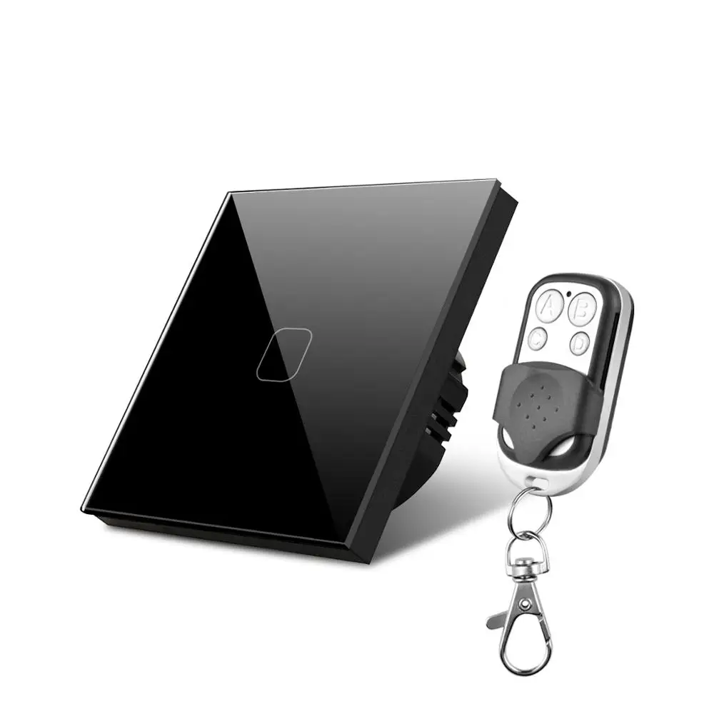 Black With Remote 1/2/3 местный 1 позиционный встраиваемый светильник Настенный светильник сенсорный выключатель с украшением в виде кристаллов Стекло Панель Дистанционное управление 220V ЕС подставка светильник выключатель лампы - Цвет: Black With Remote