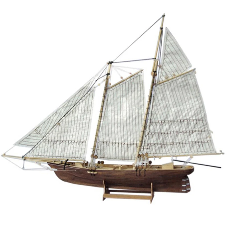 Фото 1:120 деревянная Сборная модель парусника Классическая парусная лодка процесс