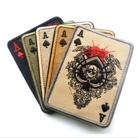 1pc death tad rectangular badge embroidery poker cards army combat tactical military morale badge hook and loop band badge