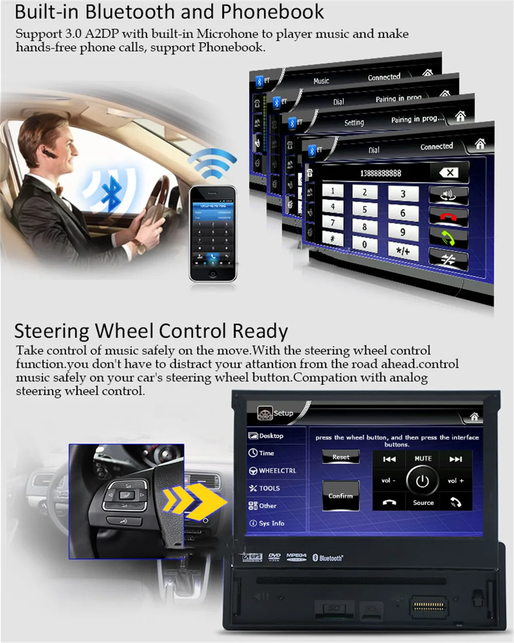 Универсальный автомобильный DVD-плеер 1din Android 9 1 Авторадио мультимедийный