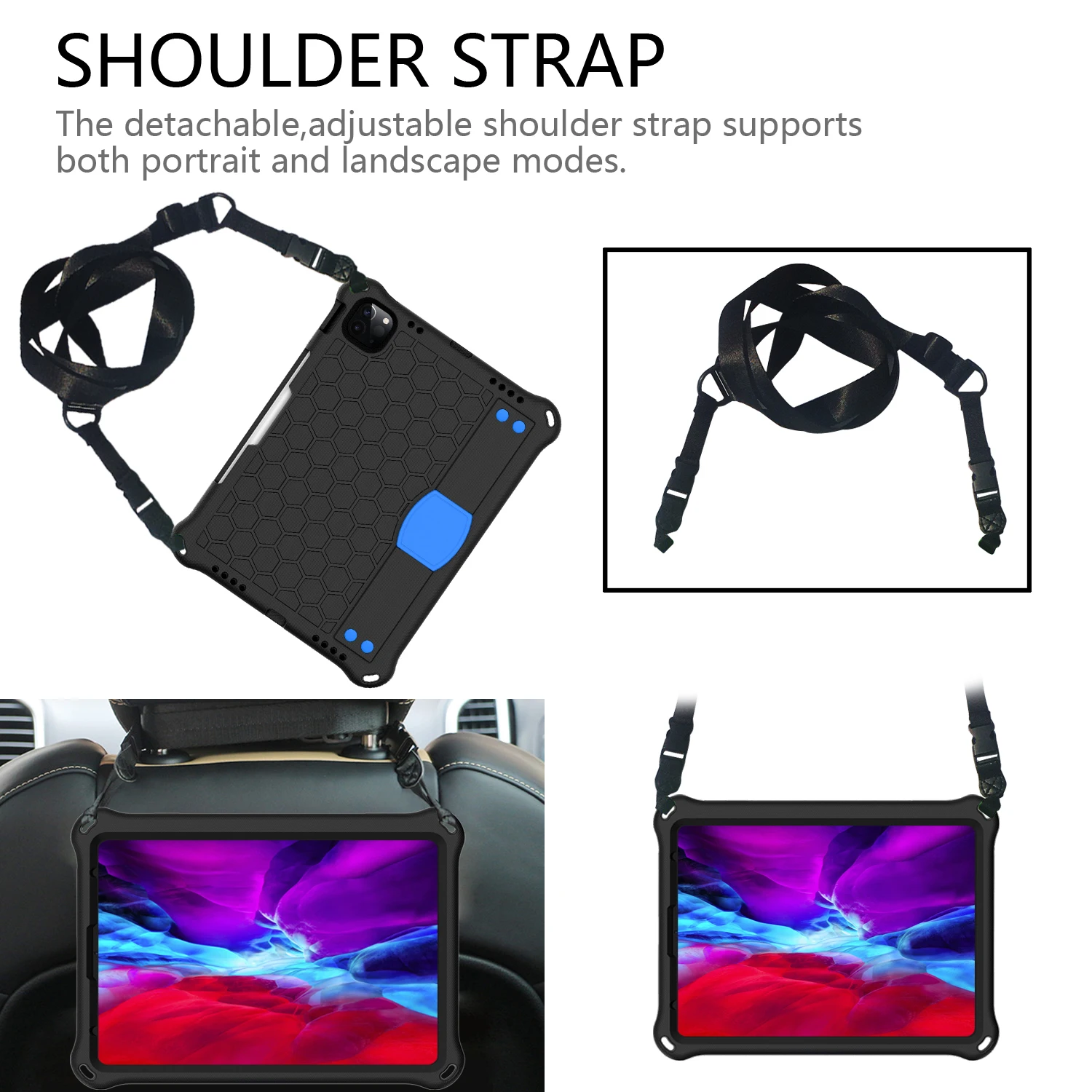 

EVA Shockproof Cover iPad Air 4 10.9 2020 Tablet case Protective Funda Pro 11 2020/2018 Stand with Handle Shoulder strap shell