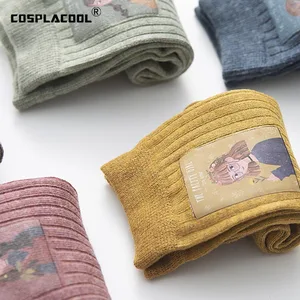 Носки женские в стиле Харадзюку, милые носки в Корейском стиле, хлопковые милые носки с абстрактной картиной маслом, японские носки