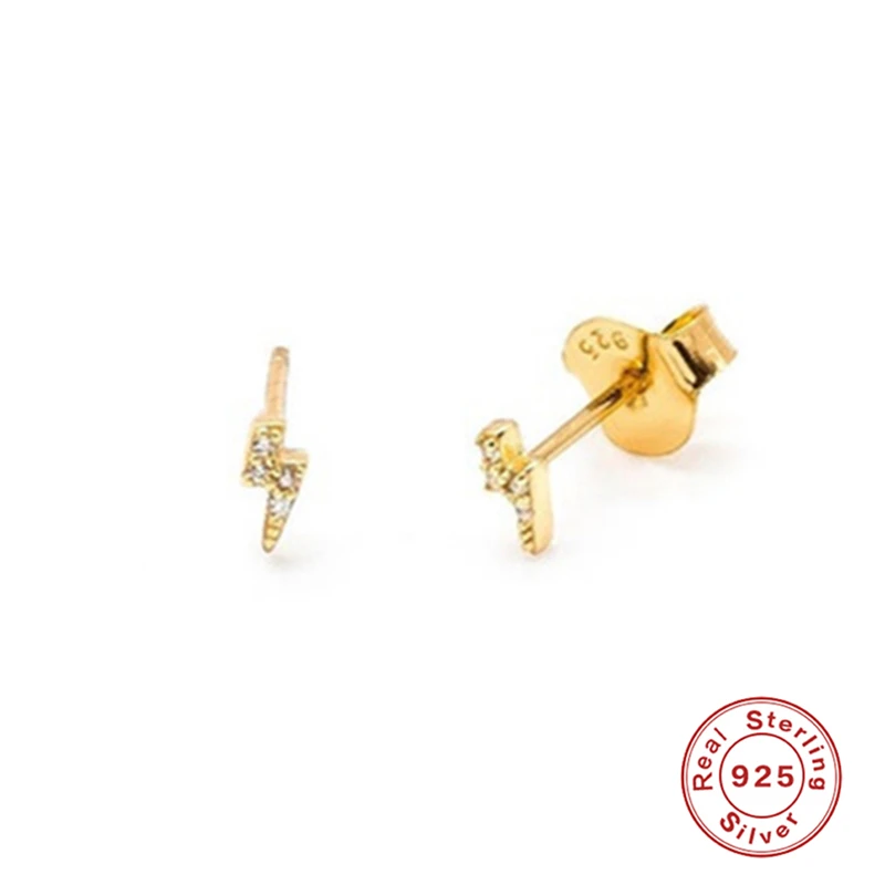 Женские серьги гвоздики подвеска с молнией из 100% стерлингового серебра 925 пробы