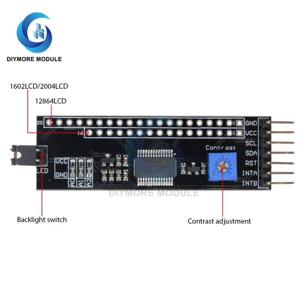 MCP23017 модуль 1602/2004/12864 LCD I2C IIC TWI последовательный интерфейс SPI 128*64 плата драйвера ЖК