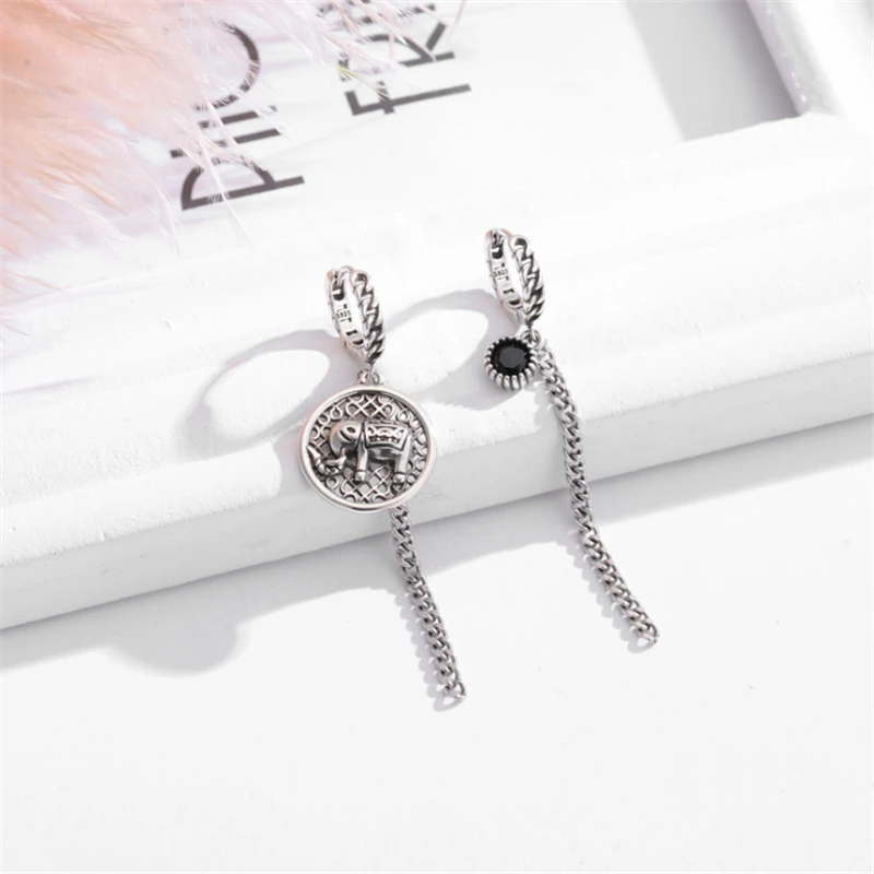 Женские серьги-капельки в Корейском стиле с длинными кисточками и изображением