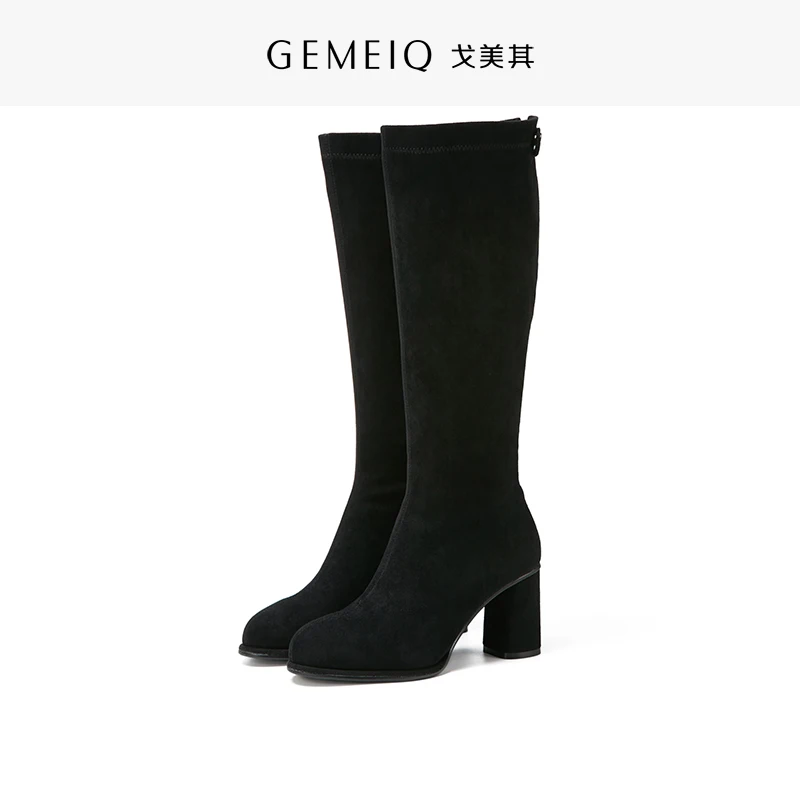GEMEIQ/женские ботинки новые зимние эластичные высокие сапоги на Молнии Элегантные