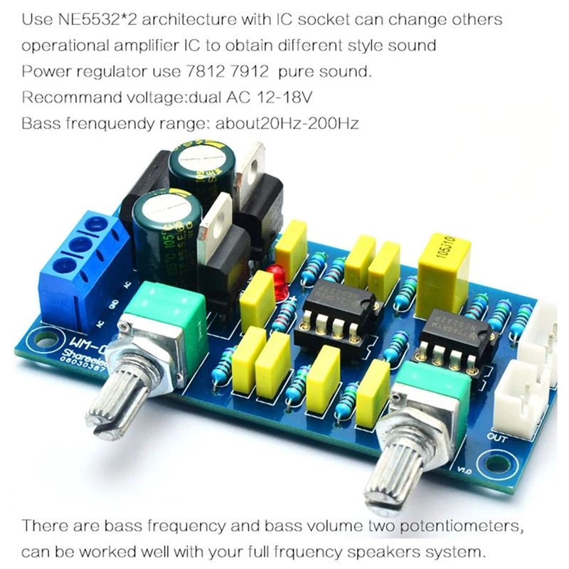 Фильтр нижних частот бас сабвуфер предусилитель Плата усилителя двойной