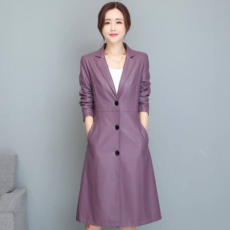 

New Faux Leather Coat Women Plus Size PU Leather Jackets 2020 Autumn Winter Korean Casual Long Coat Female Leather Blazers