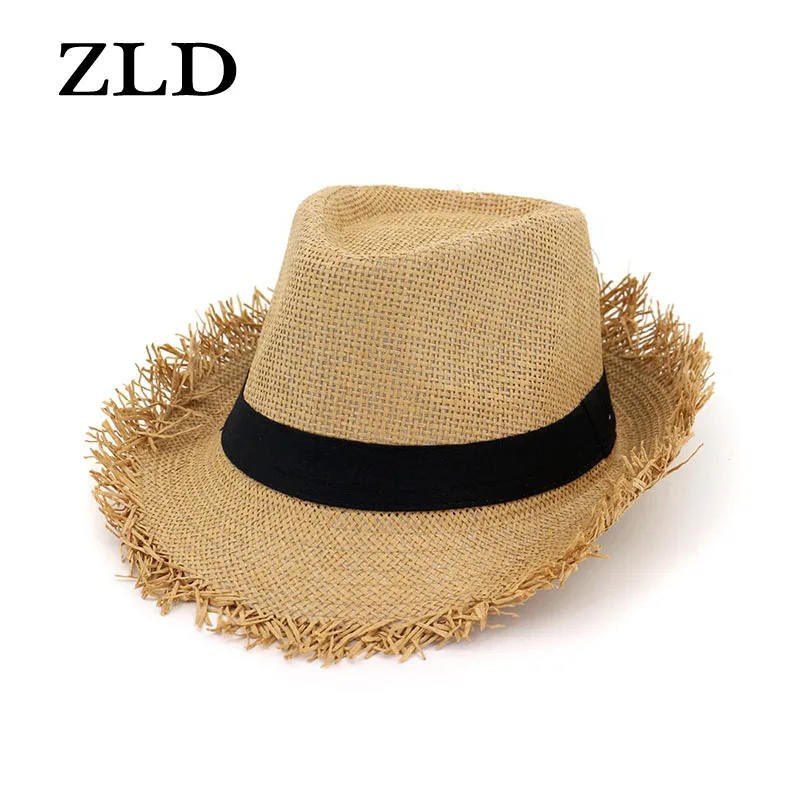 ZLD Панама ручная работа звезда Кепка Женская широкополая пляжная шляпа с длинной