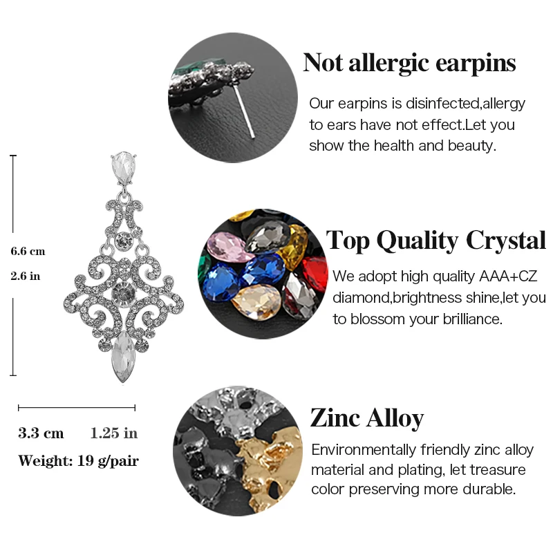 Винтажные висячие серьги VEYO Стразы геометрические Висячие для женщин оптовая