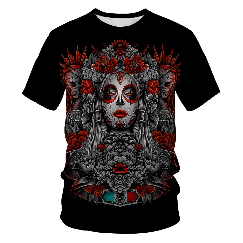 

Summer Men's and Women's Wear 3DT Shirt Harajuku Anime Skull Series Top Shirt Casual Youth Fashion Matching 2021 Streetwear