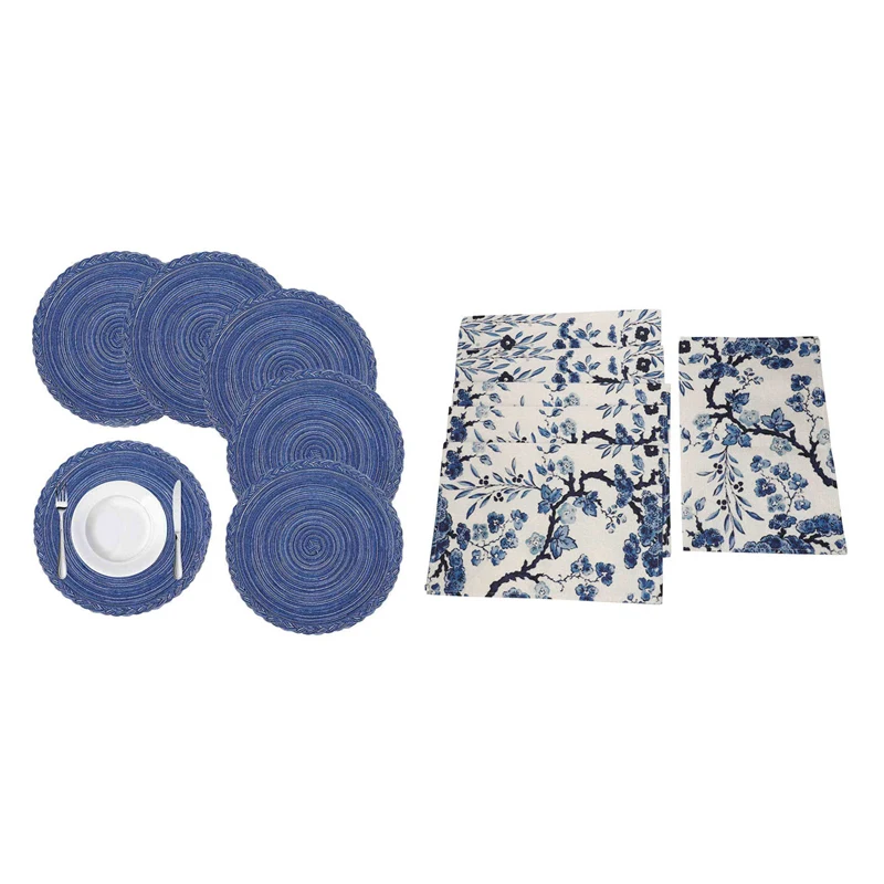 

12 Pcs Placemat Coasters Cup Dish Glass Table Mat Insulation Pad Kitchen Accessories Decoration Rectangle & Round
