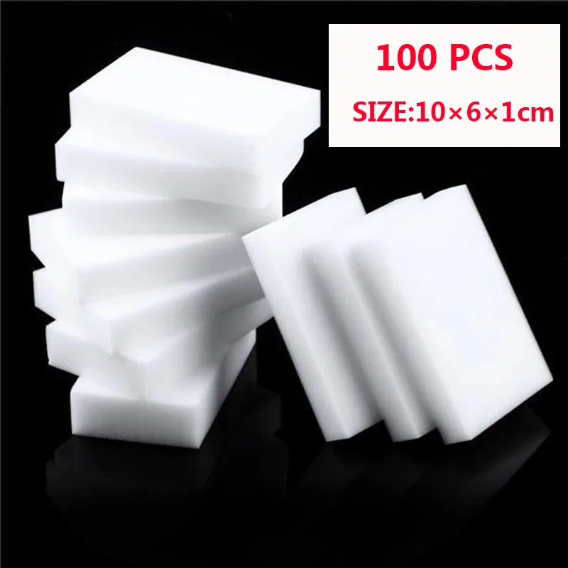 

Magic Sponge 100pcs 100 x 60 x 10mm Melamine Sponge High Density Eraser Home Cleaner Cleaning Sponges for dish Kitchen
