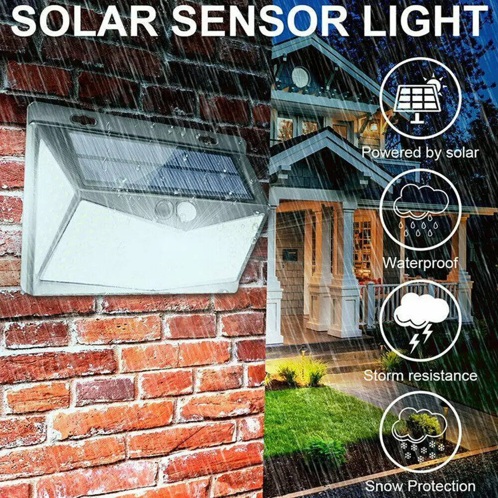 

100LED/208 LED Solar Power PIR Motion Sensor Wall Light IP67 Outdoor Garden Lamp Waterproof Garden Decoration