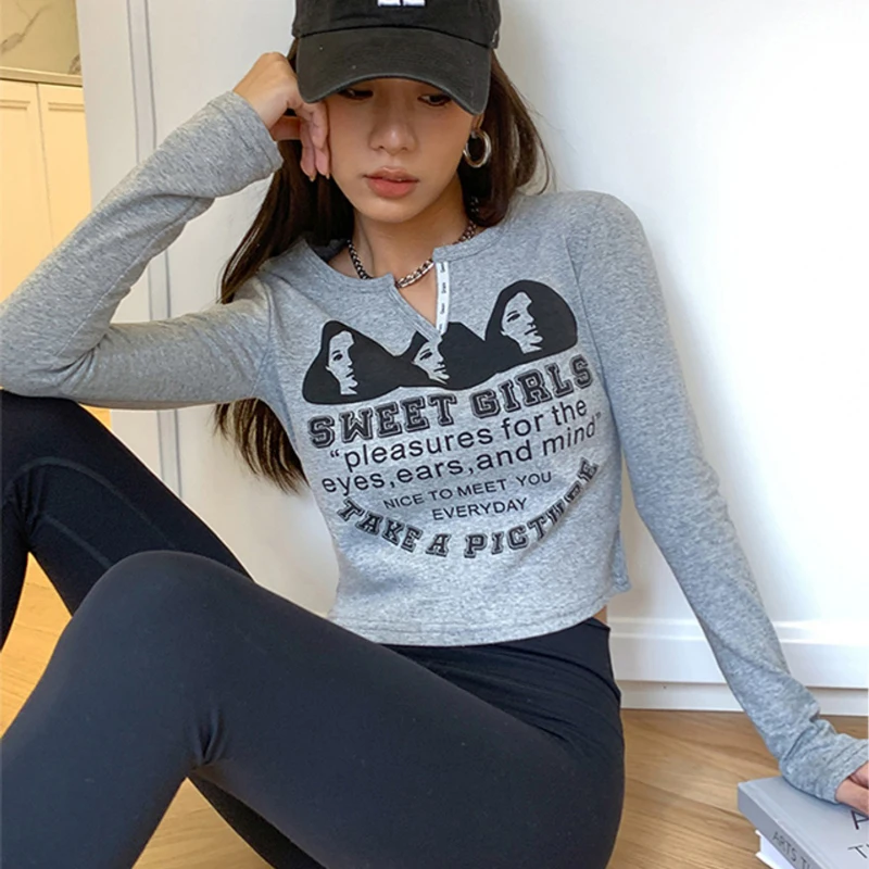 Женская футболка с длинным рукавом и принтом милая девочка | одежда