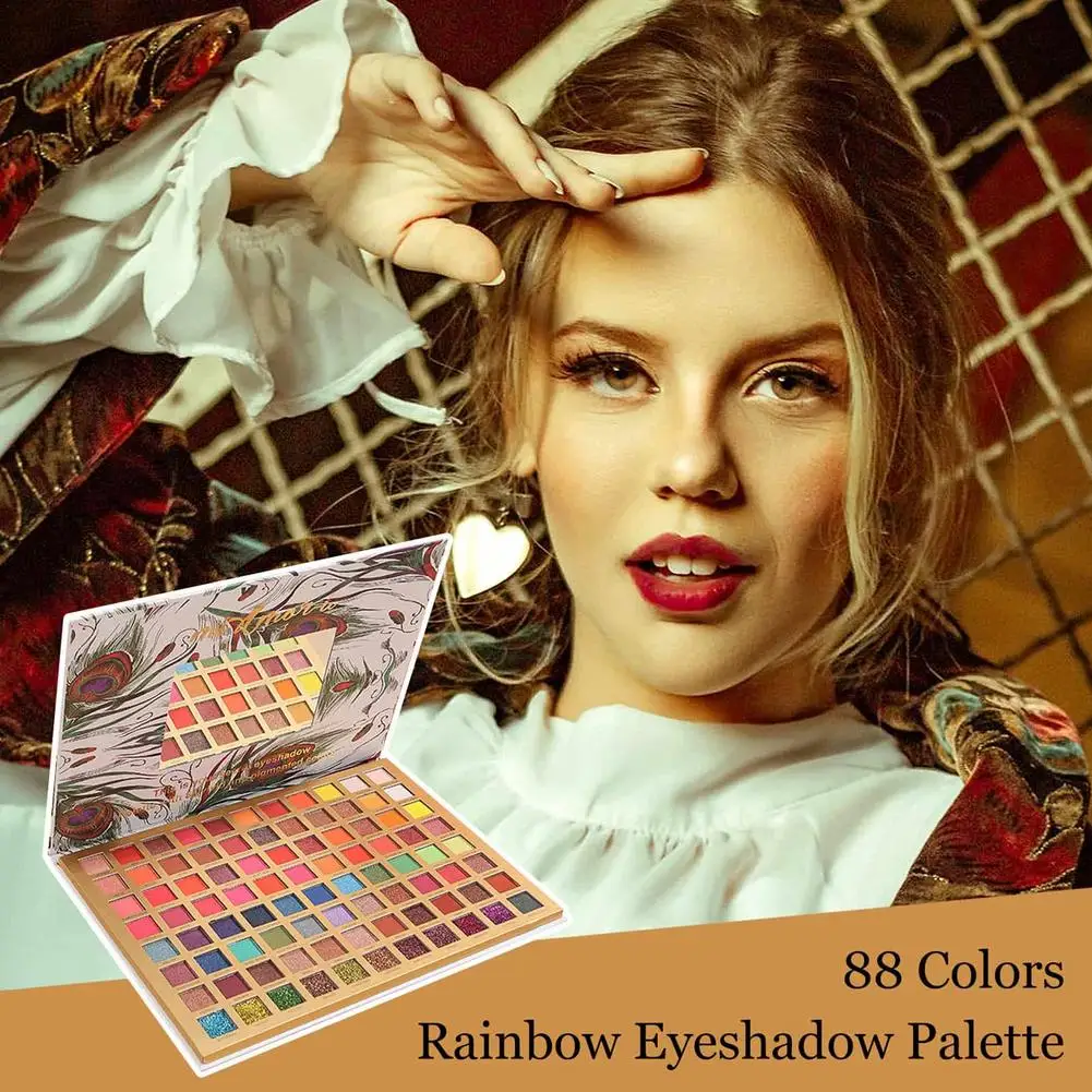 

88 Colors Rainbow Eyeshadow Palette Glitter Eyeshadows Tray Long-Lasting Skin-Friendly Made of Super Soft Smooth Powder Texture