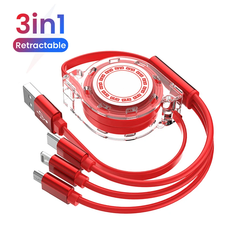 3 в 1 Micro USB/Type C/8 контактный многофункциональные кабели зарядного устройства для
