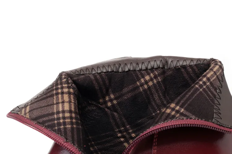 AIYUQI Winter Boots Women Genuine Leather Big Size Mother Wedge Boot Black Platform Boots Thick Wool Ankle Boots
