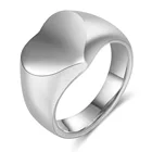 Перстень мужской, из нержавеющей стали, с позолотой, с гравировкой логотипа, в форме сердца