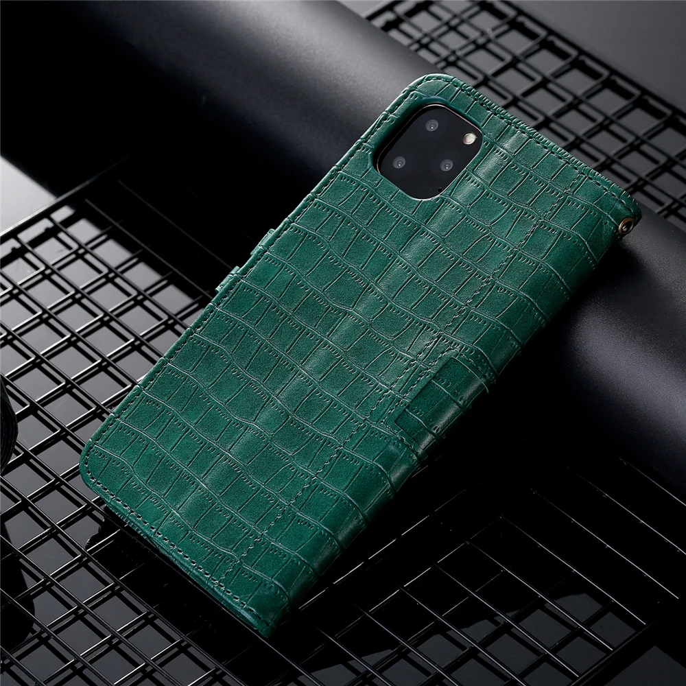 Чехол-книжка в стиле ретро из искусственной кожи крокодила для Apple iPhone 11 pro 6s 6 7 8 Plus X Xr Xs Max, чехол с отделением для карт и подставкой