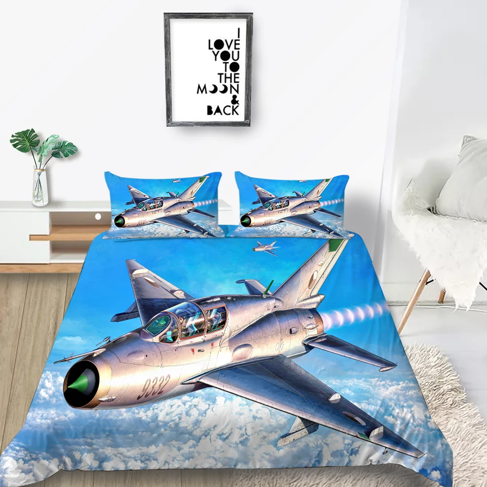 3D Jet Bedding Set Sky Clouds Fashionable 3D Duvet Cover Airplane Queen King Twin Full Single Double Unique Design Bed Set