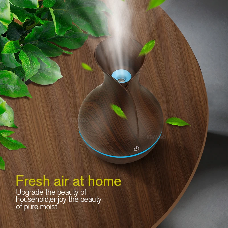 

KBAYBO 130ml Humidifier Aroma Oil Diffuser Ultrasonic Wood Grain Air Humidifier USB Mini Mist Maker LED Light For Home Office