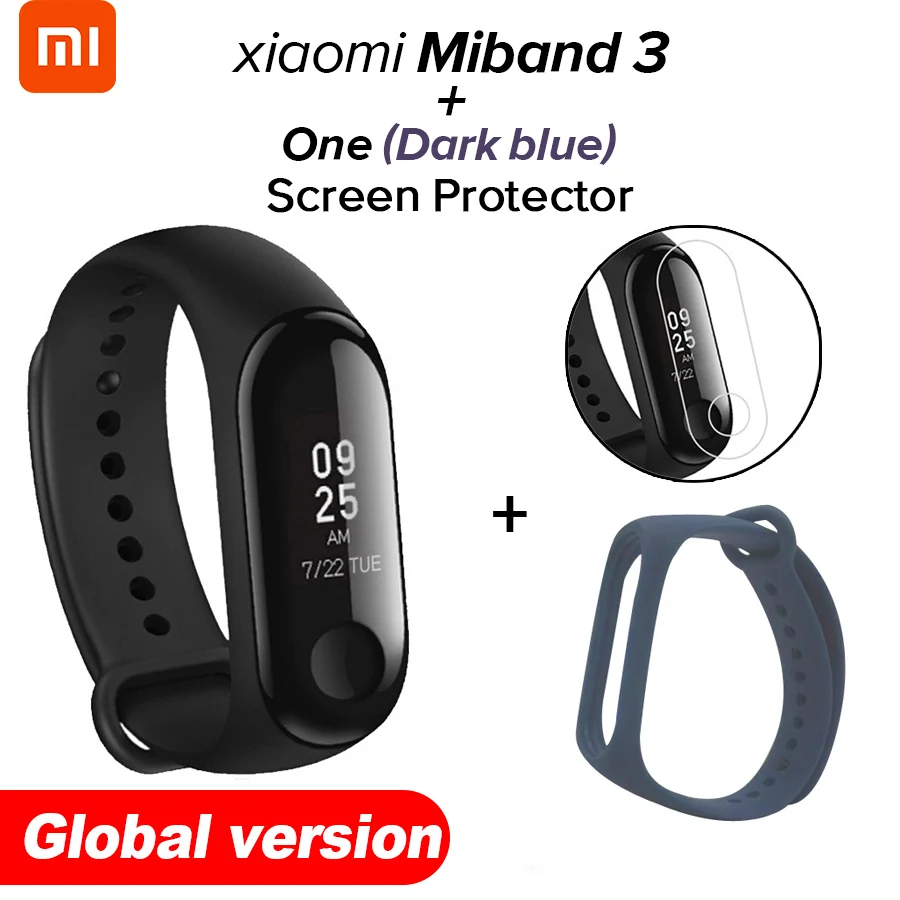 GB Dark Blue N Film Xiao mi Band 3 mi band 3 фитнес-трекер пульсометр 0,78 ''OLED дисплей Bluetooth 4,2 для Android IOS - Цвет: GB Dark Blue N Film