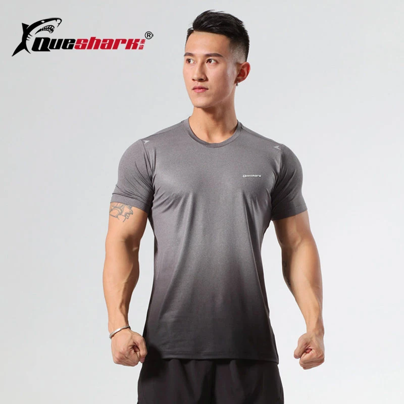 

Queshark Professional Men Quick Dry Gradient Running T-shirt Jogging Marathon Fitness Outdoor Hiking Camping Short Sleeve Top