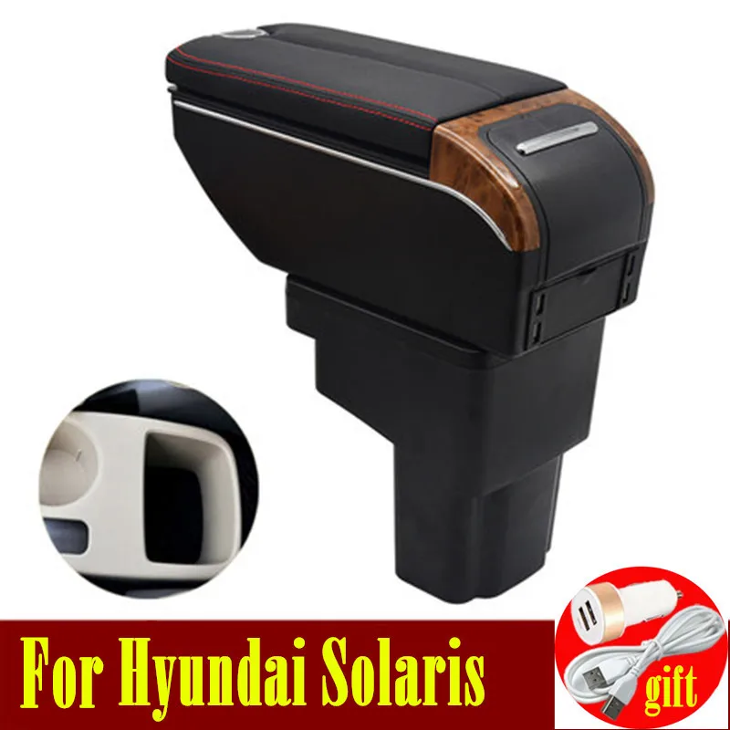 Для Hyundai Solaris/Verna/Grand Avega подлокотник коробка двойные двери открыть 7USB центр
