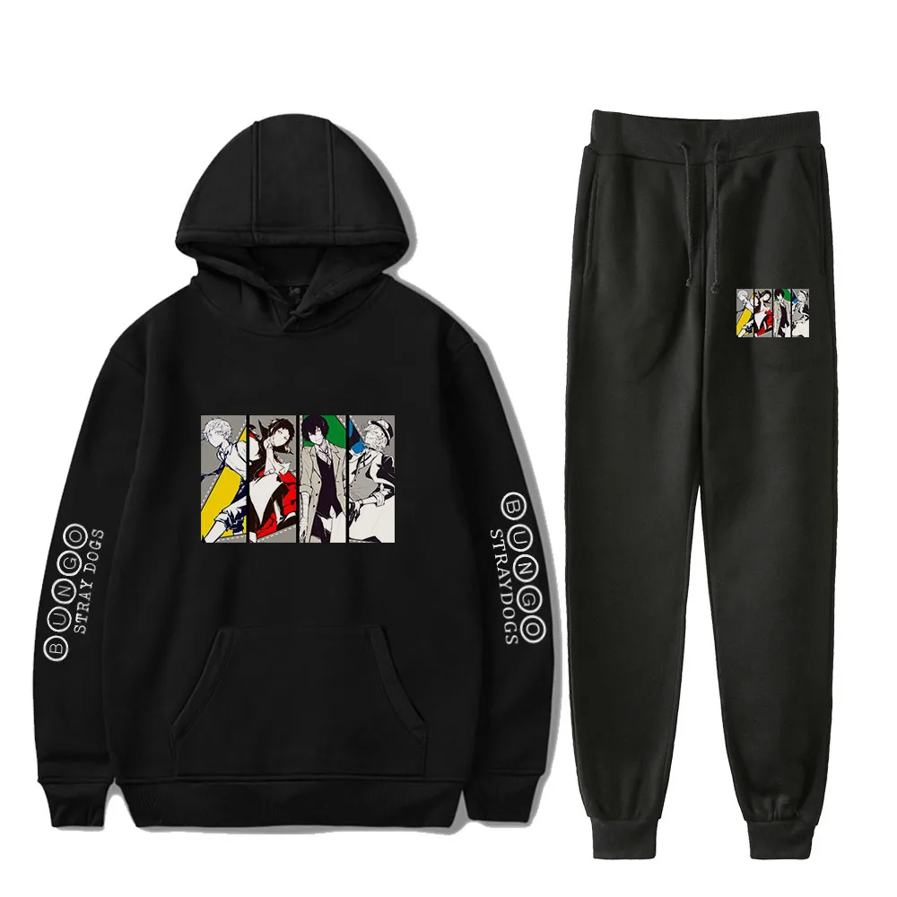 

Anime Tracksuit Bungo Stray Dogs Costume Two Piece Set Women Men Long Sleeve Hoodies+Jogger Sweat-Pants Casual Streetwear Cloth