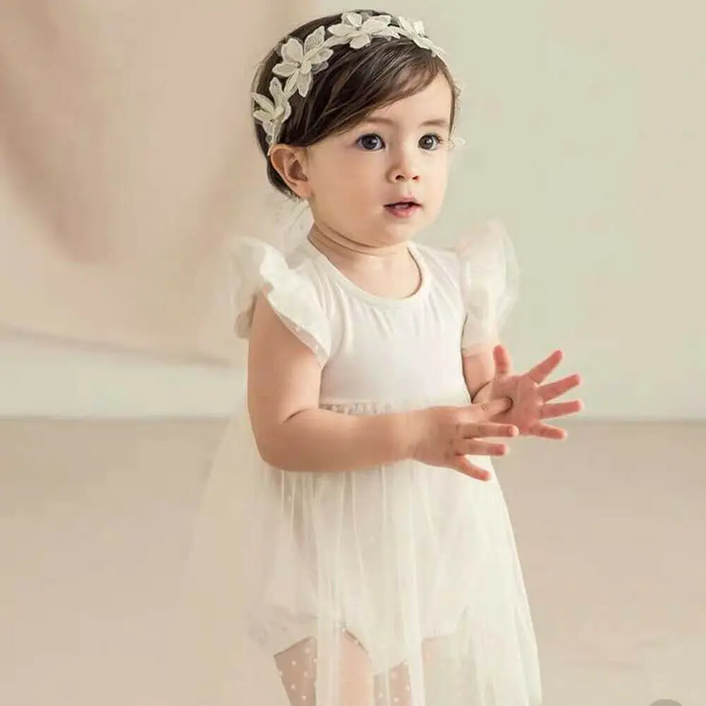 Для детей младенцев Платье принцессы для девочек в цветочек повязка на голову