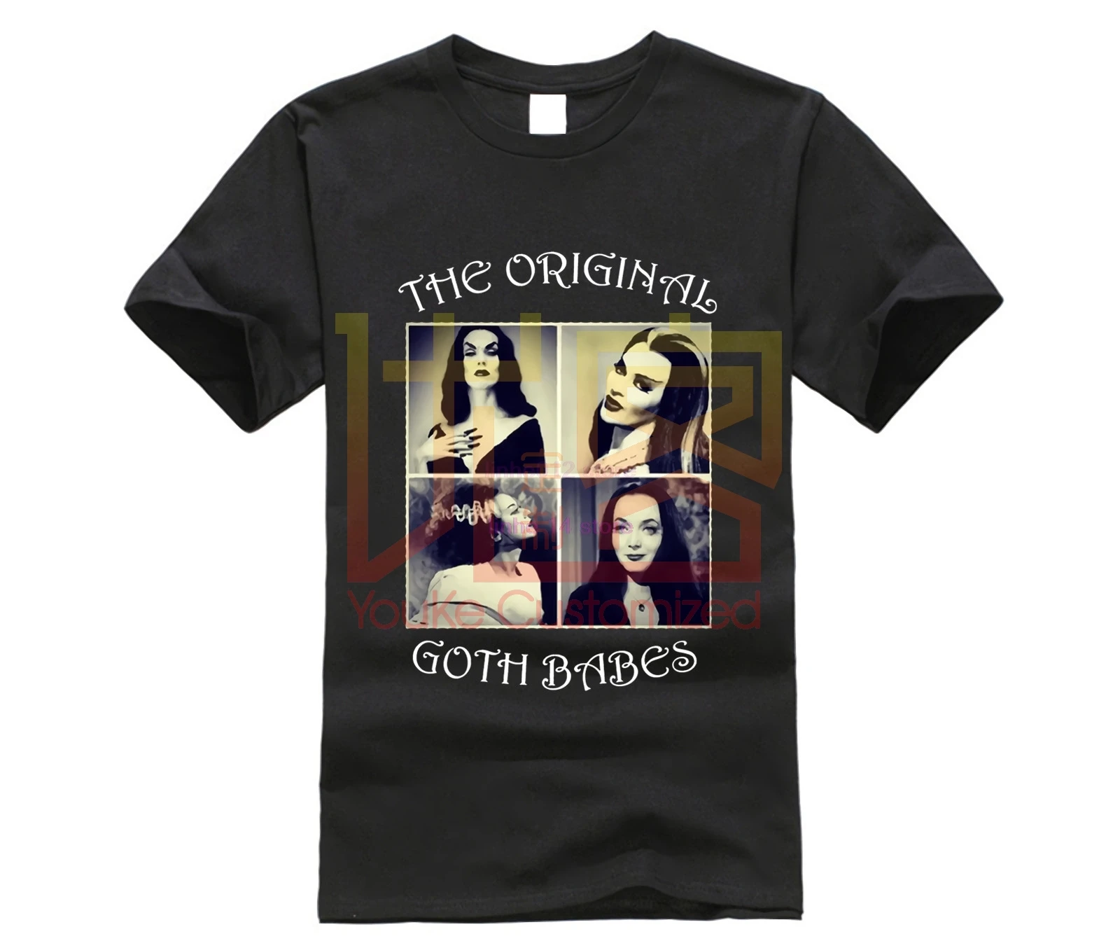 Vampira Morticia Adams Lily Munster Готическая Футболка невесты Франкенштейна черные топы с