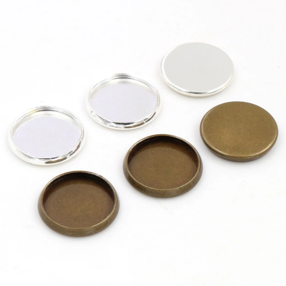

20 шт./лот 10 мм 12 мм Внутренний размер Посеребренная бронза и родий простой стиль Кабошон База Камея Установка Подвески поднос