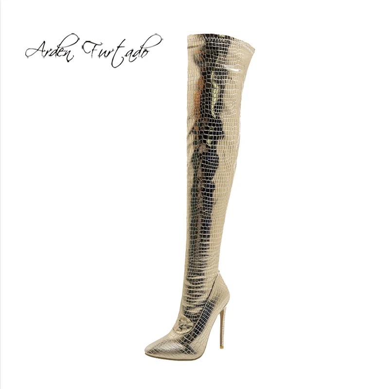 

Arden Furtado 2021 winter fashion boots Elegant Pointed Toe Stilettos Heels Zipper Sexy Elegant Ladies Boots Big size 48