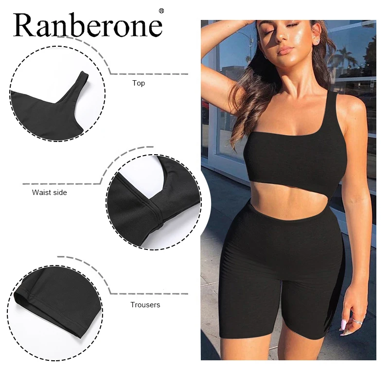 Ranberone спортивный костюм 2 шт бесшовный набор для занятий йогой на одно плечо