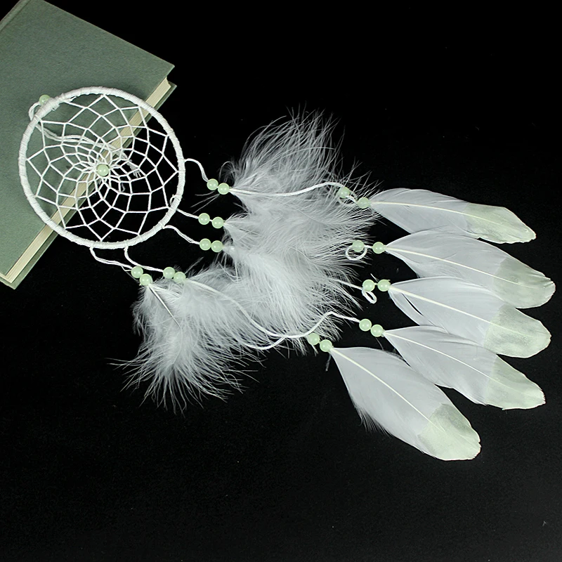 Модный флуоресцентный Ловец снов Серебристый колокольчик ветер перо подвесной