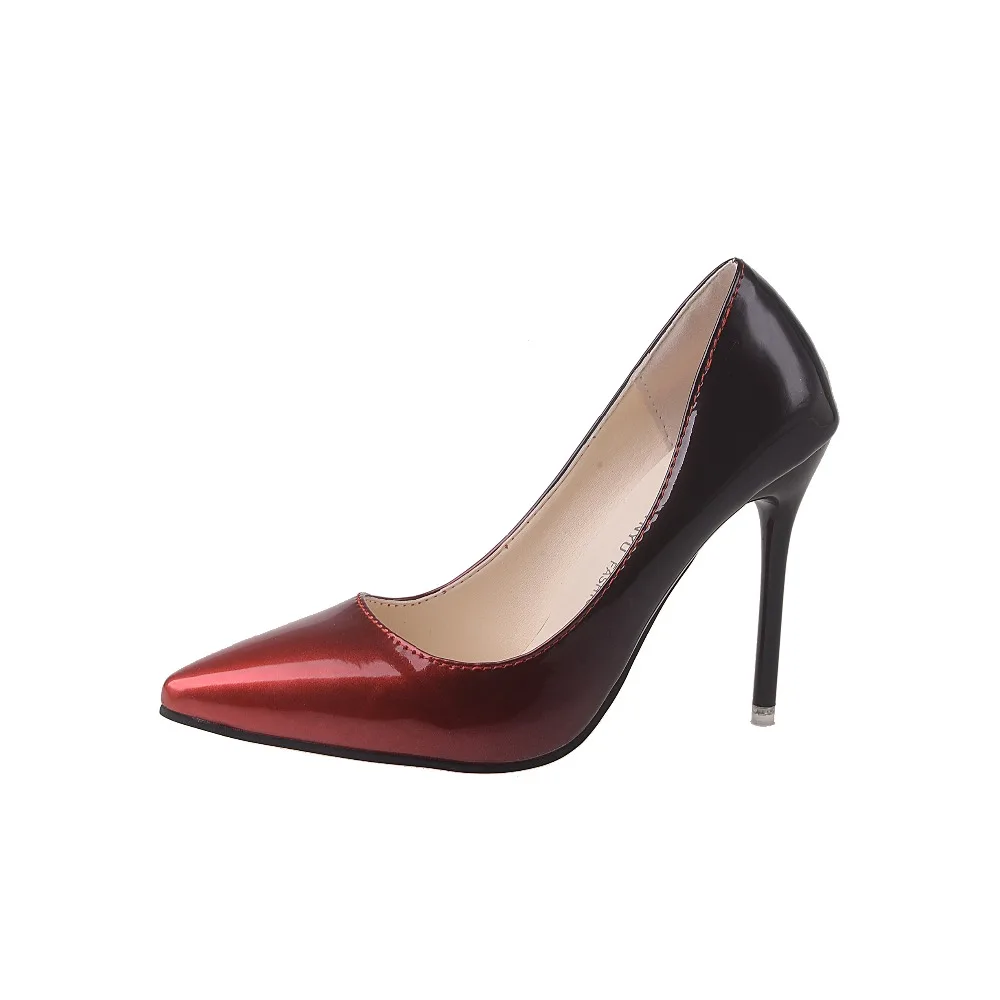 

2020 new color matching women's high heels autumn wild pointed shallow mouth gradient color single shoes female