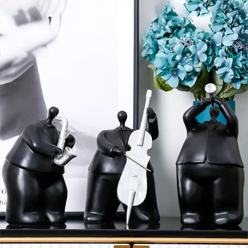 

Nordic Creative Cartoon Band Figure Artware Character Sculpture Home Decoration Accessories Modern Art Resin Statue Ornament